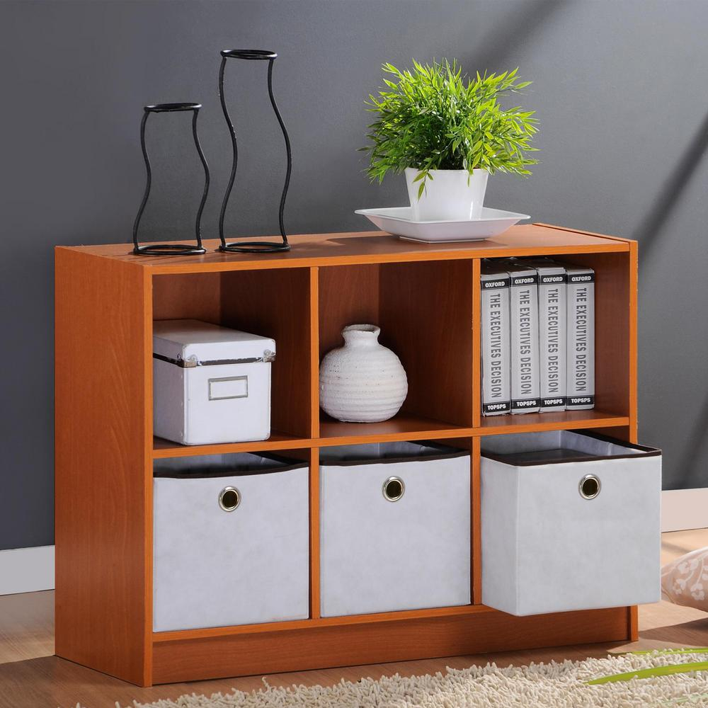 Furinno Basic Light Cherry 6 Cube Bookcase With Storage Bins 99940lc with dimensions 1000 X 1000