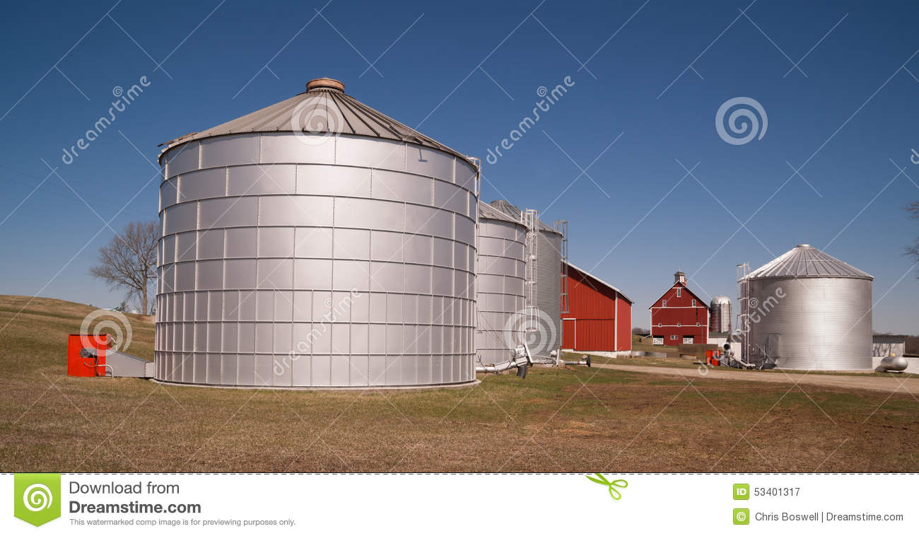 Grain Storage Bins Farm Food Silo Agricultural Property Stock Image with measurements 1300 X 758