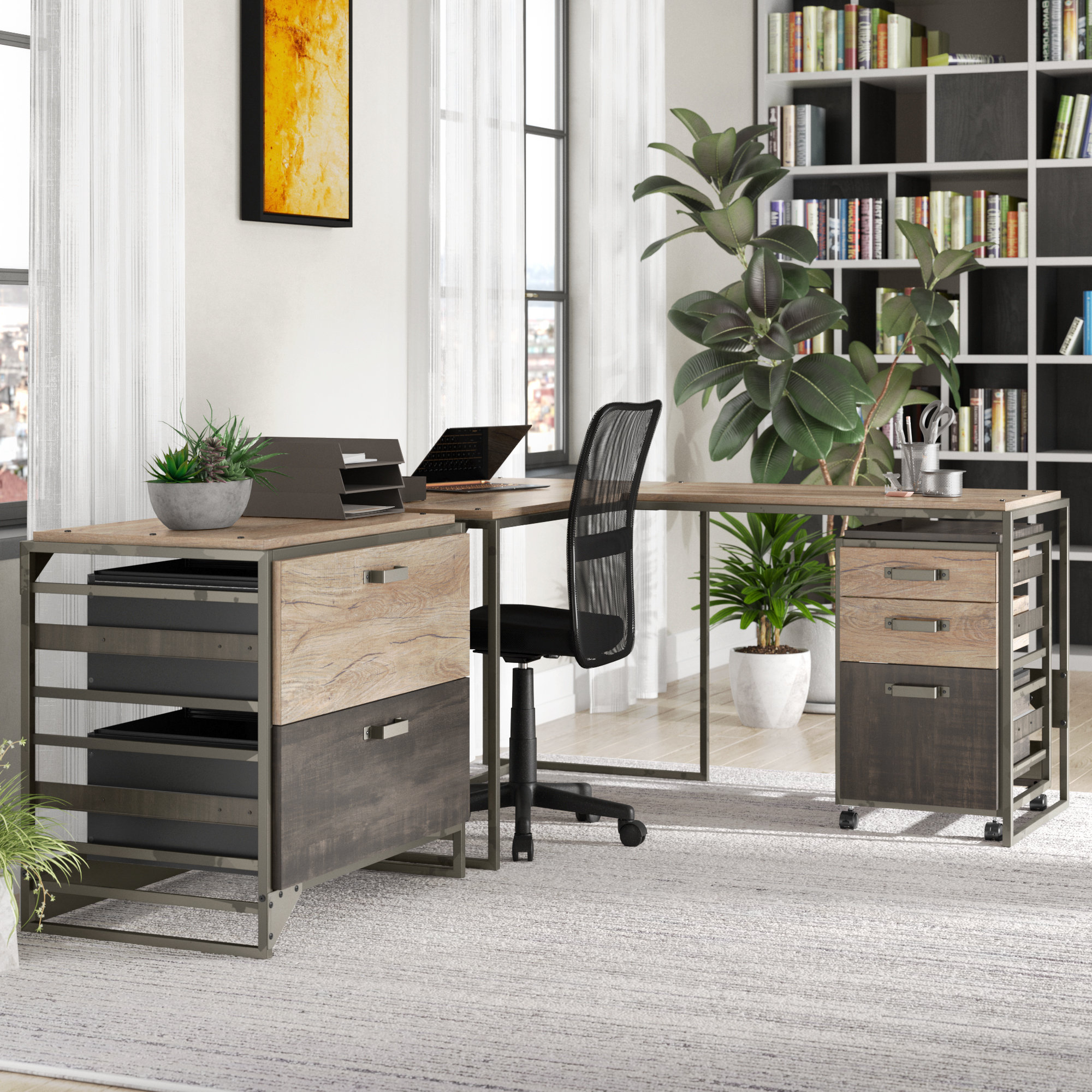 Greyleigh Edgerton Desk And Filing Cabinet Set Reviews Wayfair inside proportions 2000 X 2000