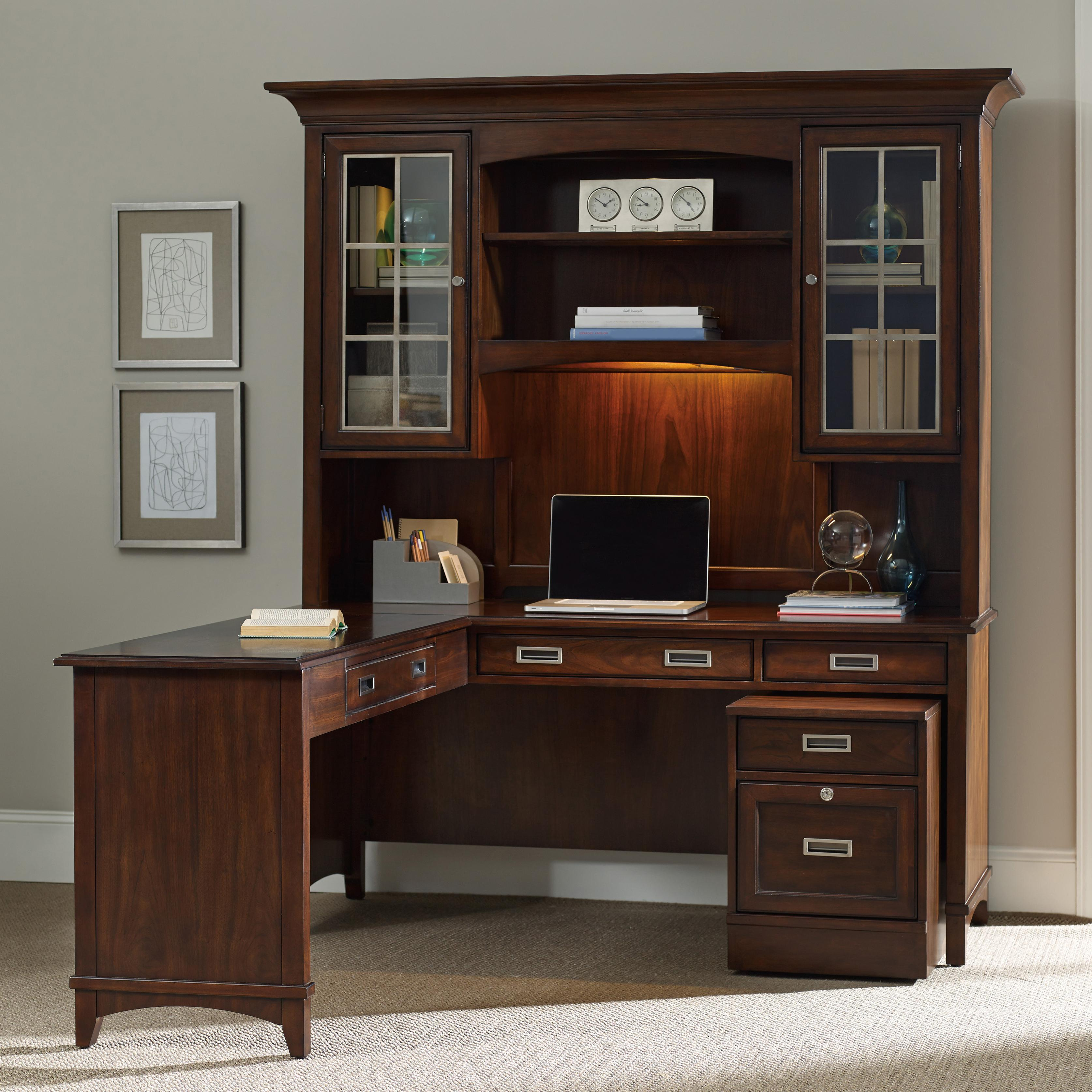 Hamilton Home Latitude Walnut L Shaped Desk And Hutch Set With with dimensions 3349 X 3349