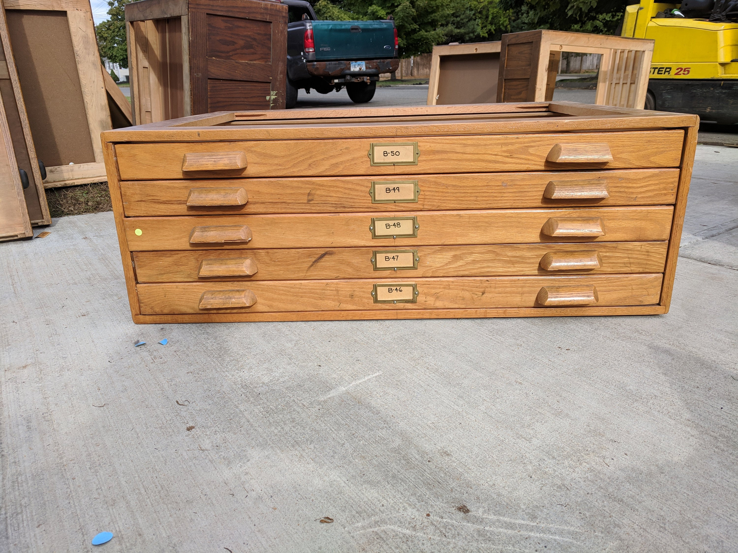 Hamilton Wooden Flat File Cabinet 5 Drawer Light Oak Etsy pertaining to sizing 3000 X 2250