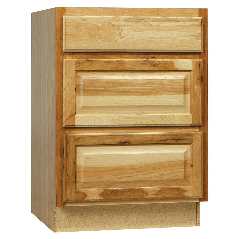 Hampton Bay Hampton Assembled 24x345x24 In Drawer Base Kitchen Cabinet With Ball Bearing Drawer Glides In Natural Hickory for proportions 1000 X 1000