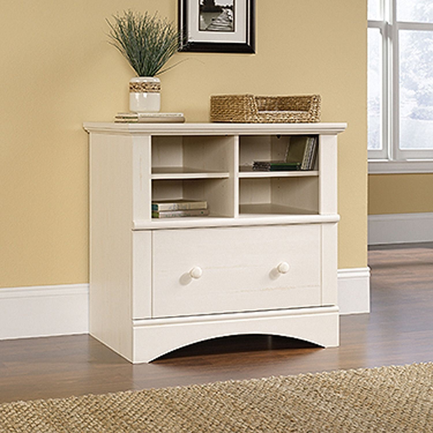 Harbor View Lateral File Antiqued White D 158002 Sauder pertaining to sizing 1500 X 1500