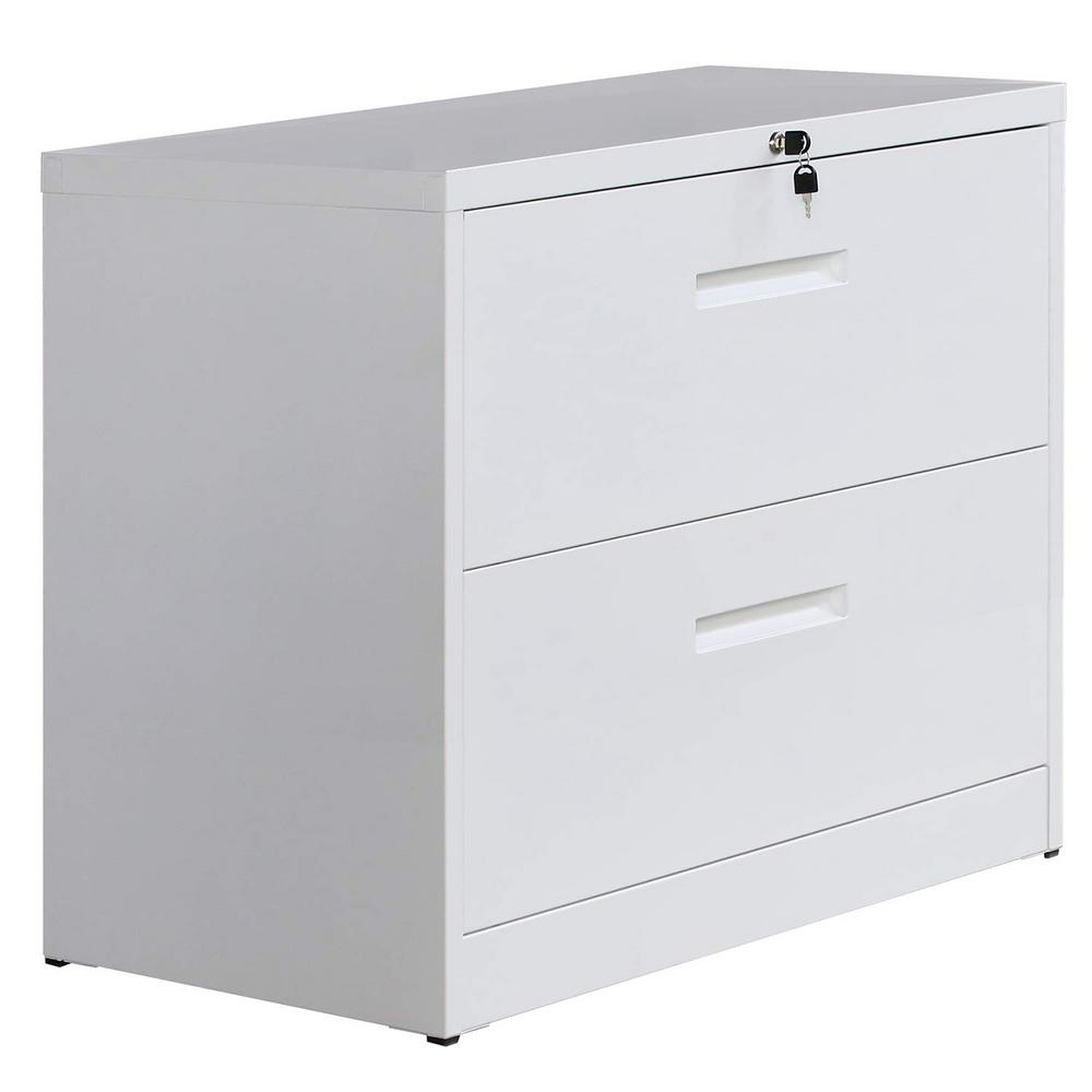 Harper Bright Designs White Lateral File Cabinet Lockable Heavy with size 1000 X 1000