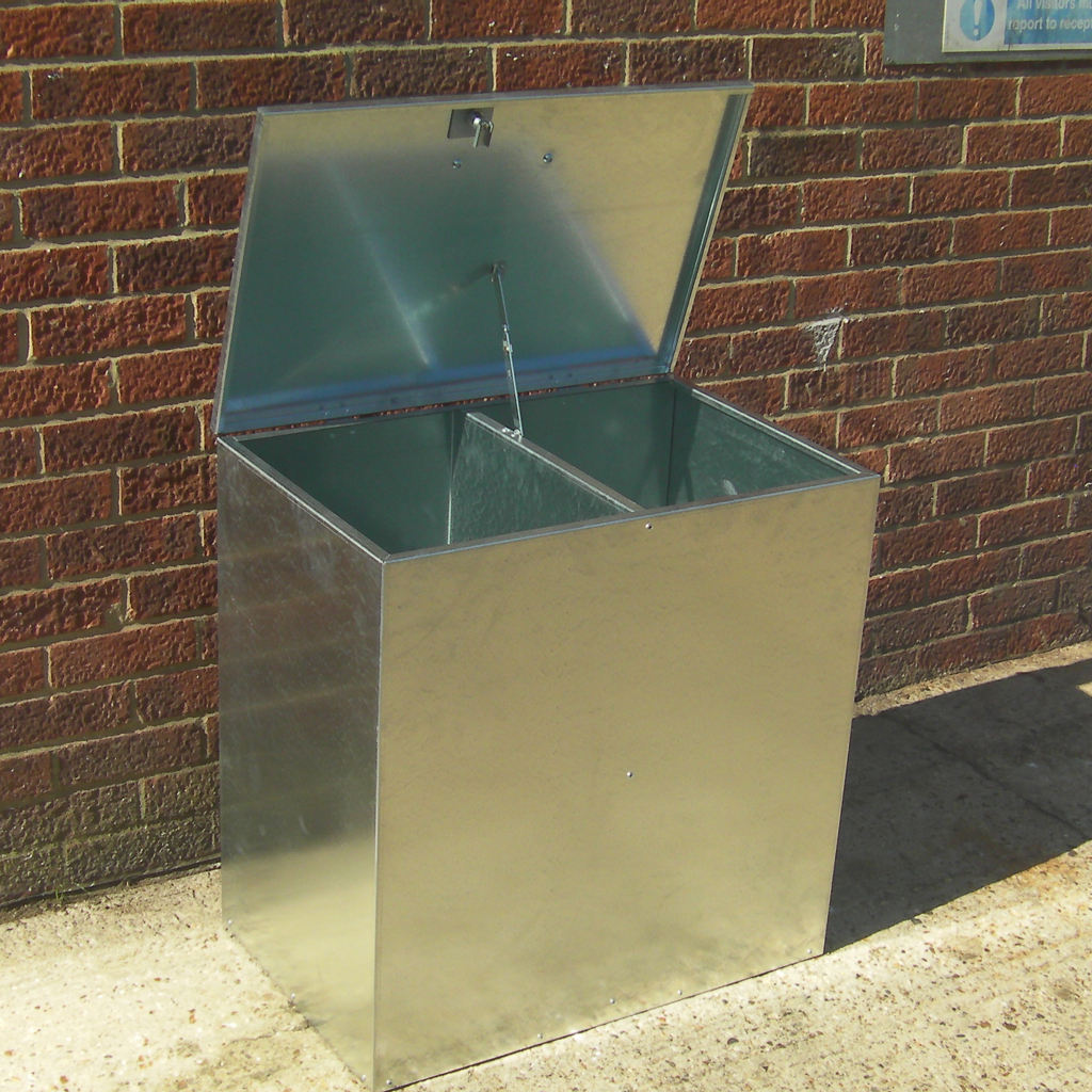 Heavy Duty Small Galvanised Feed Bin 2 Compartments The Feed throughout measurements 1024 X 1024