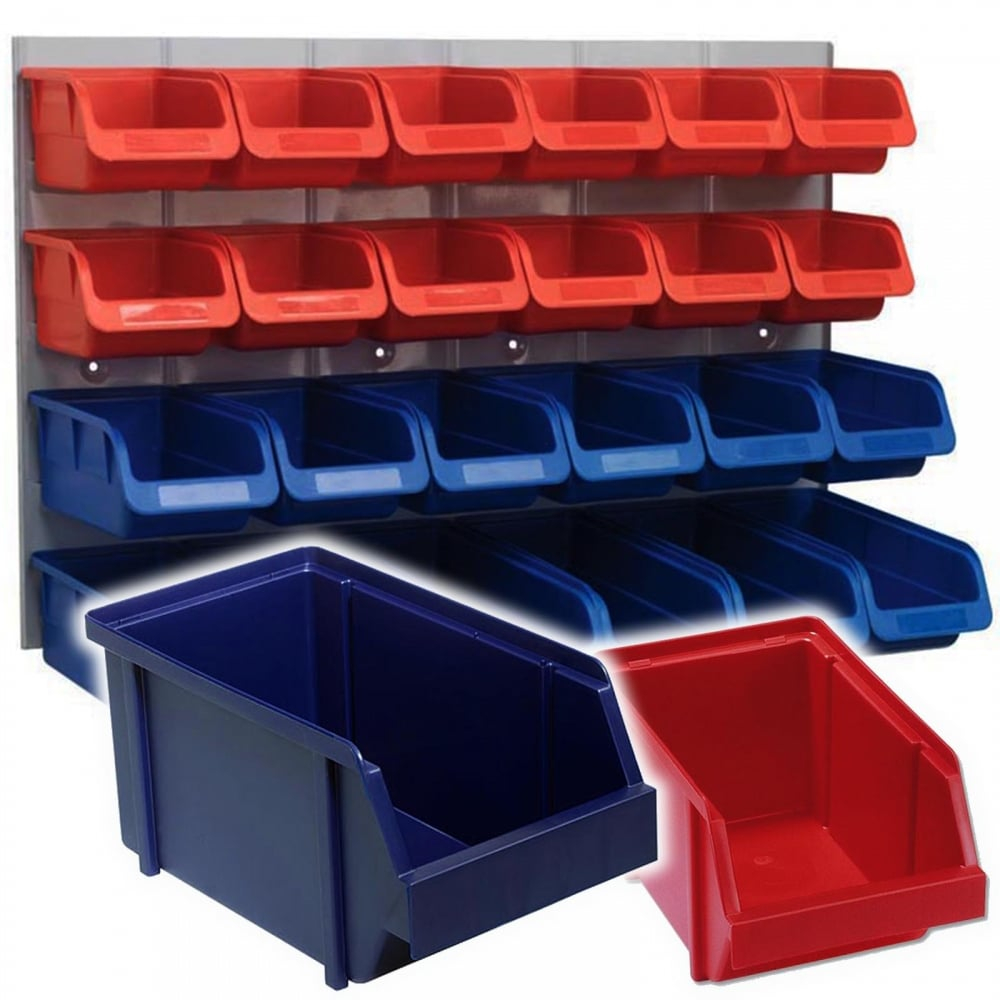 Heavy Duty Wall Mounted Louvre Panel Kit 24 Polymer Storage Bins intended for proportions 1000 X 1000