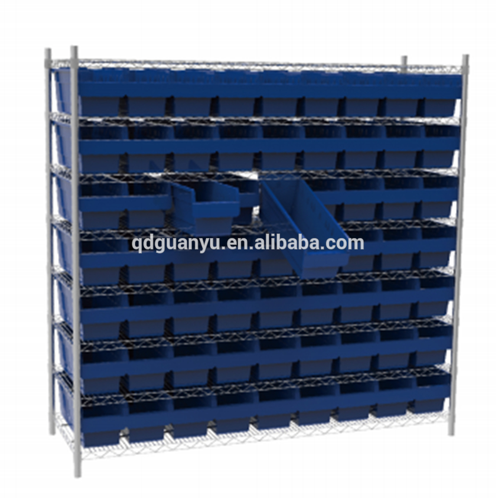 High Strength Workshop Wire Shelving Unit With Plastic Storage Bins for proportions 997 X 1000