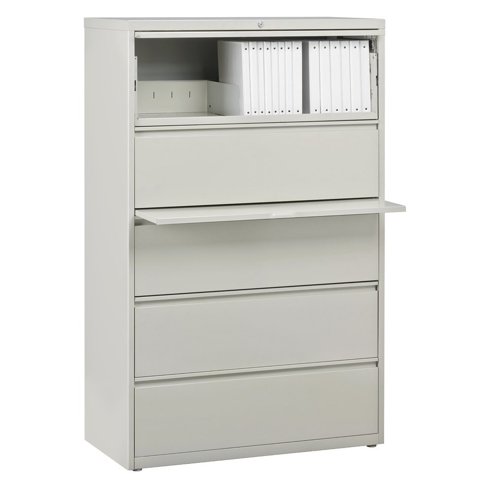 Hirsh Industries 17640 Gray Five Drawer Lateral File Cabinet With Roll Out Binder Storage 36 X 18 58 X 67 58 regarding proportions 1000 X 1000