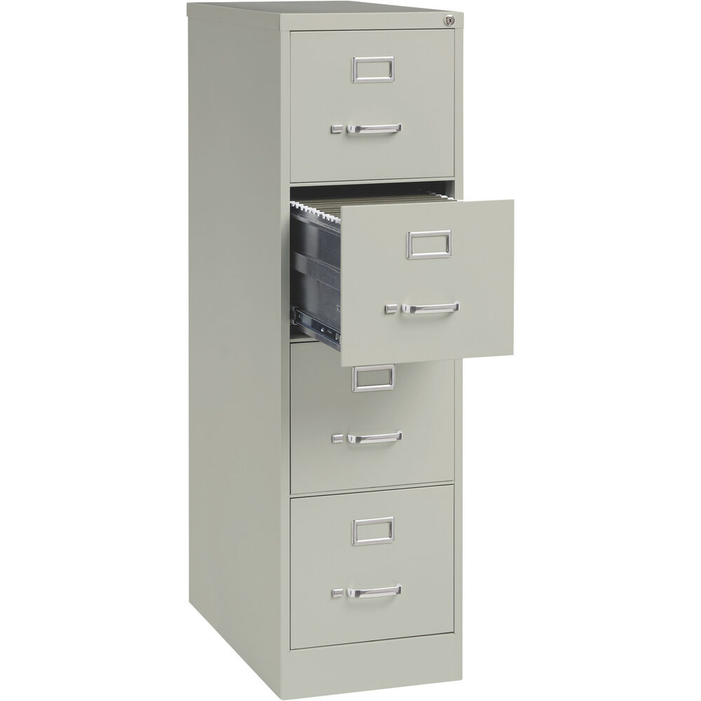 Hirsh Industries Deep 4 Drawer Letter File Cabinet Gray 15inwx26 1 for measurements 1000 X 1000