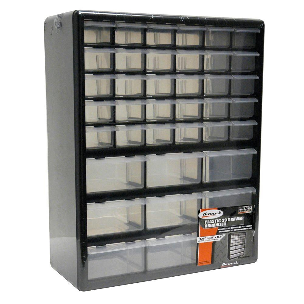 Homak 39 Compartment Non Stackable Small Parts Organizer In Black with dimensions 1000 X 1000
