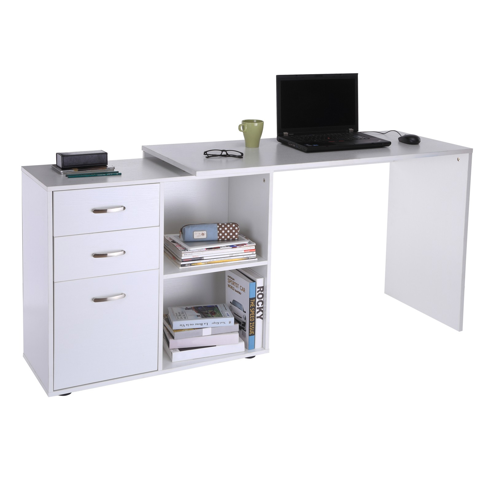 Homcom Computer Desk L Shape White within measurements 1600 X 1600