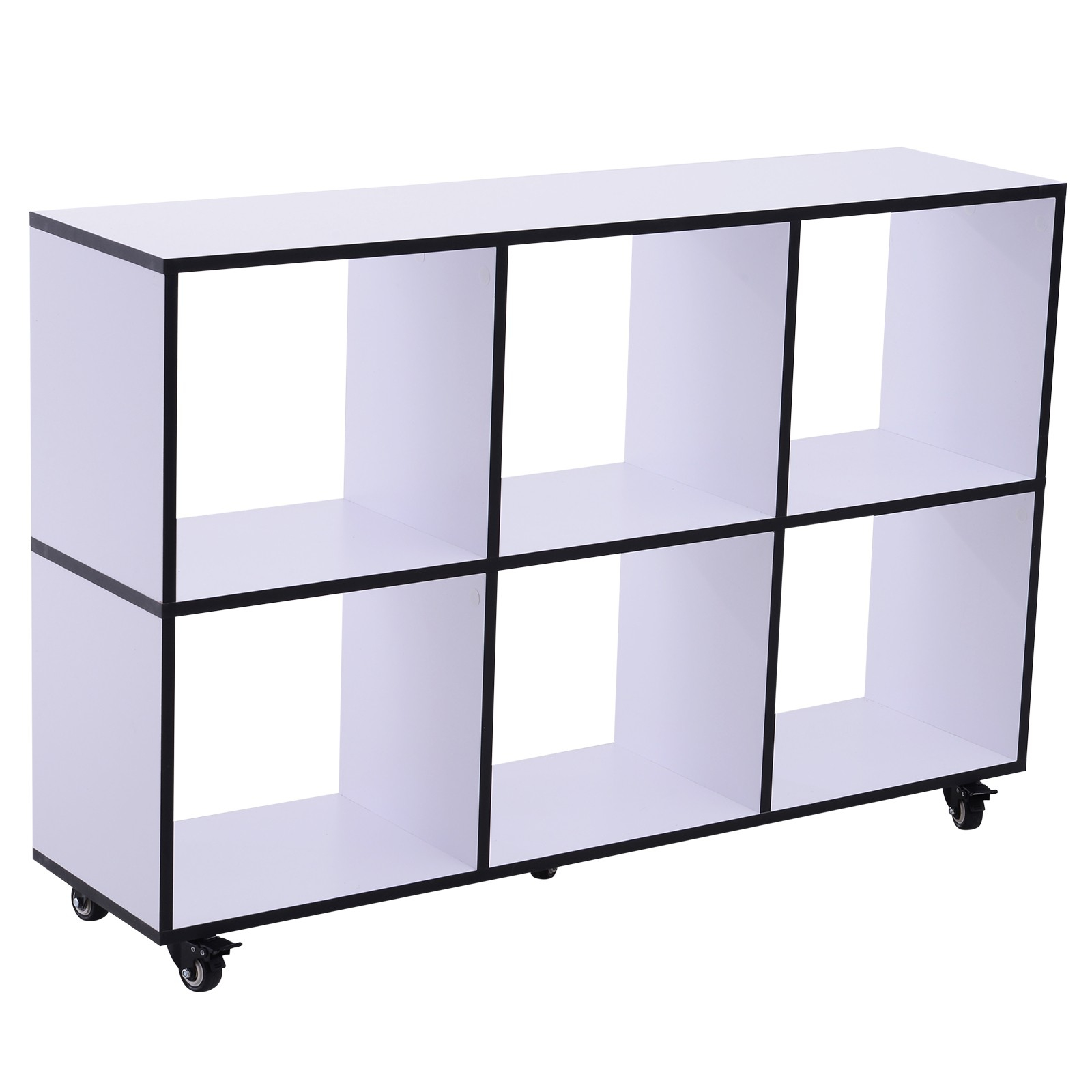 Homcom Wood 6 Cube Mobile File Cabinet Open Storage Shelves 5 Wheels with regard to sizing 1600 X 1600