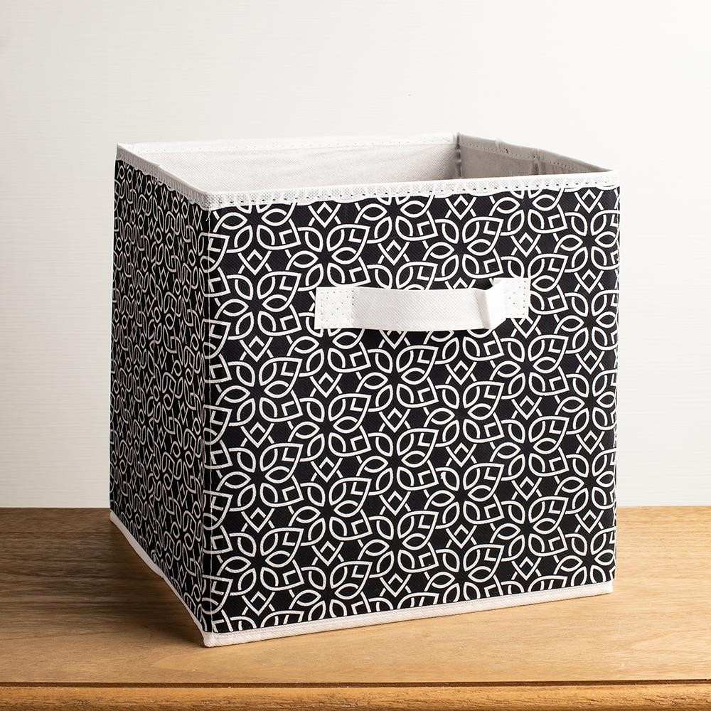 Home Basics Collapsible Blossom Non Woven Storage Bin Blackwhite with regard to dimensions 1000 X 1000
