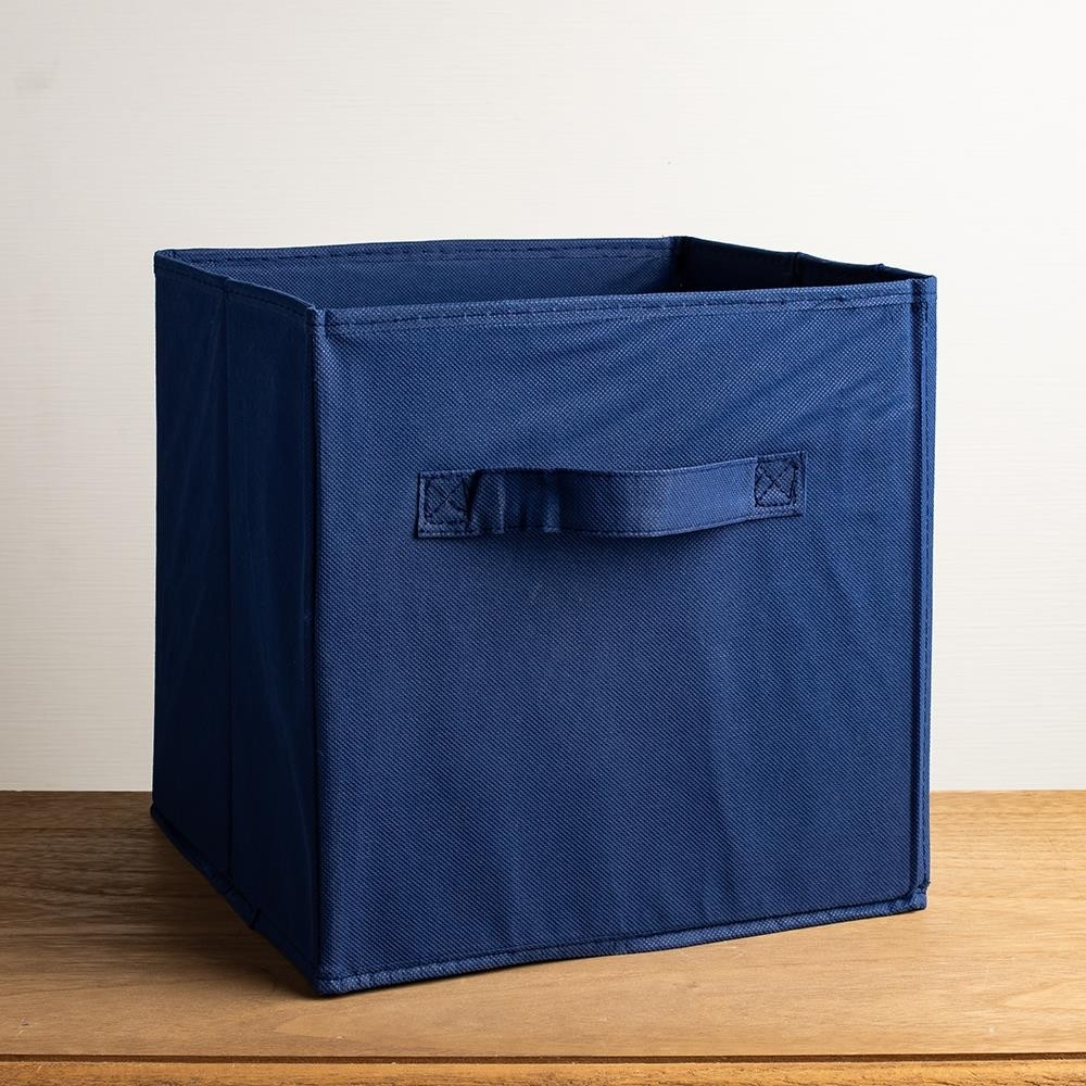 Home Basics Collapsible Solid Non Woven Storage Bin Navy throughout measurements 1000 X 1000