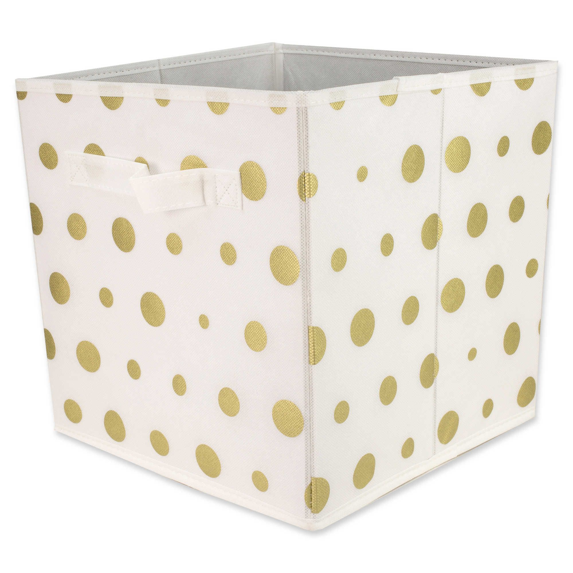 Home Basics Dot Patterned Storage Bin In Metallic Gold For The regarding proportions 2000 X 2000