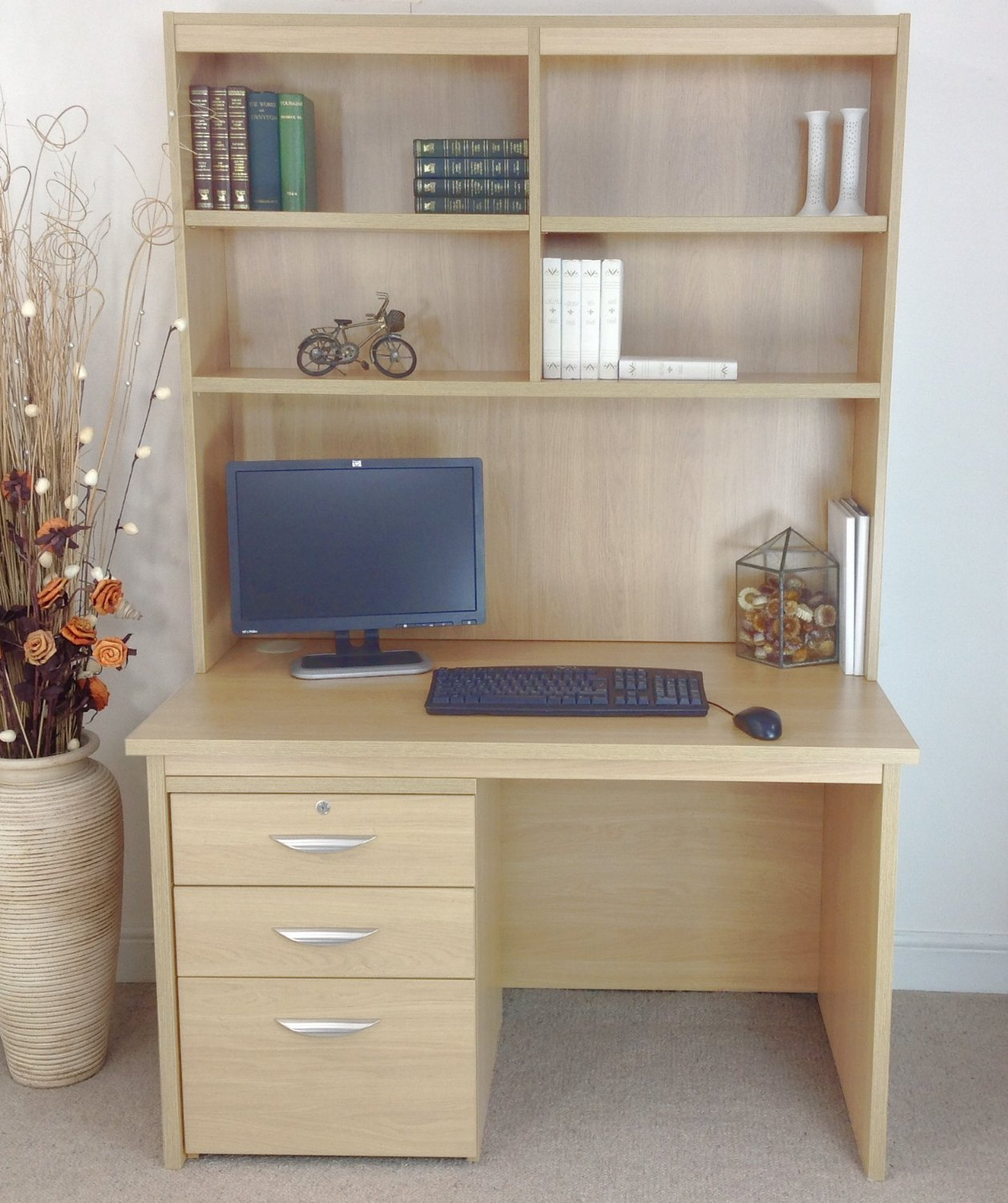 Home Office Desk With Drawers Filing Cabinet And Hutch Margolis regarding size 1257 X 1500
