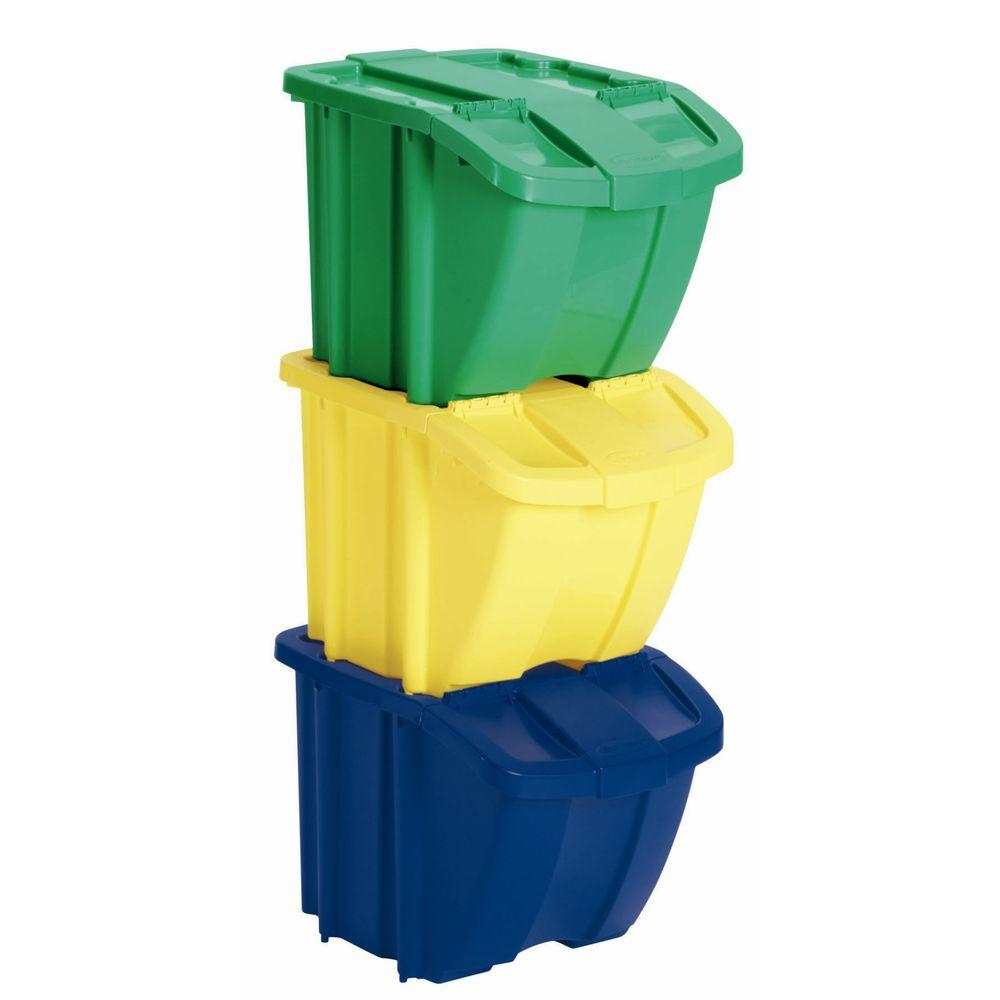 Home Recycle Bin Set Trash Garbage Waste Basket Containers Stacking with dimensions 1000 X 1000