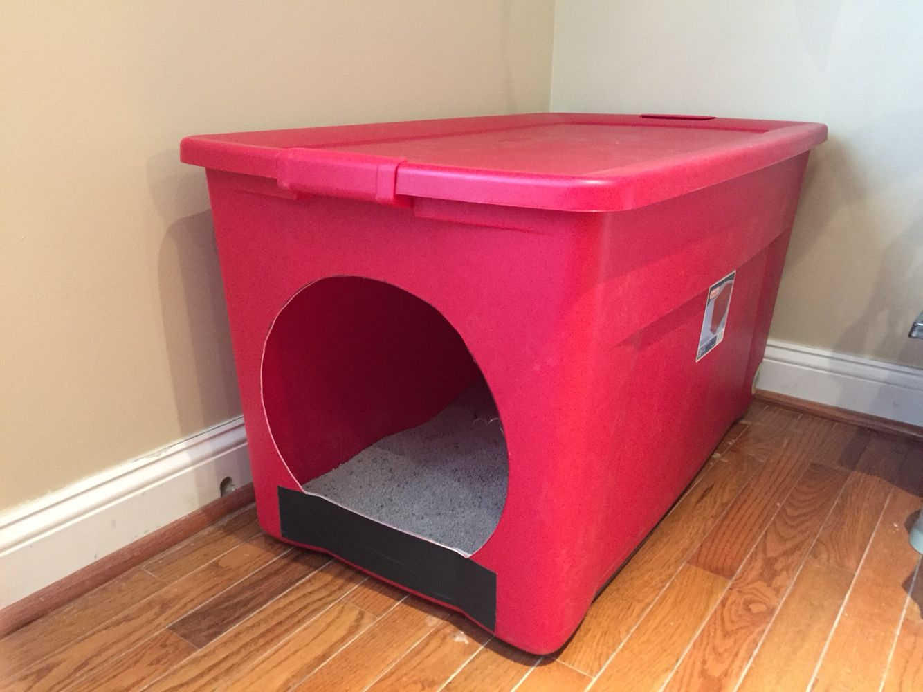 Homemade Litter Box From A Large Storage Container Made For Our throughout proportions 1334 X 1000