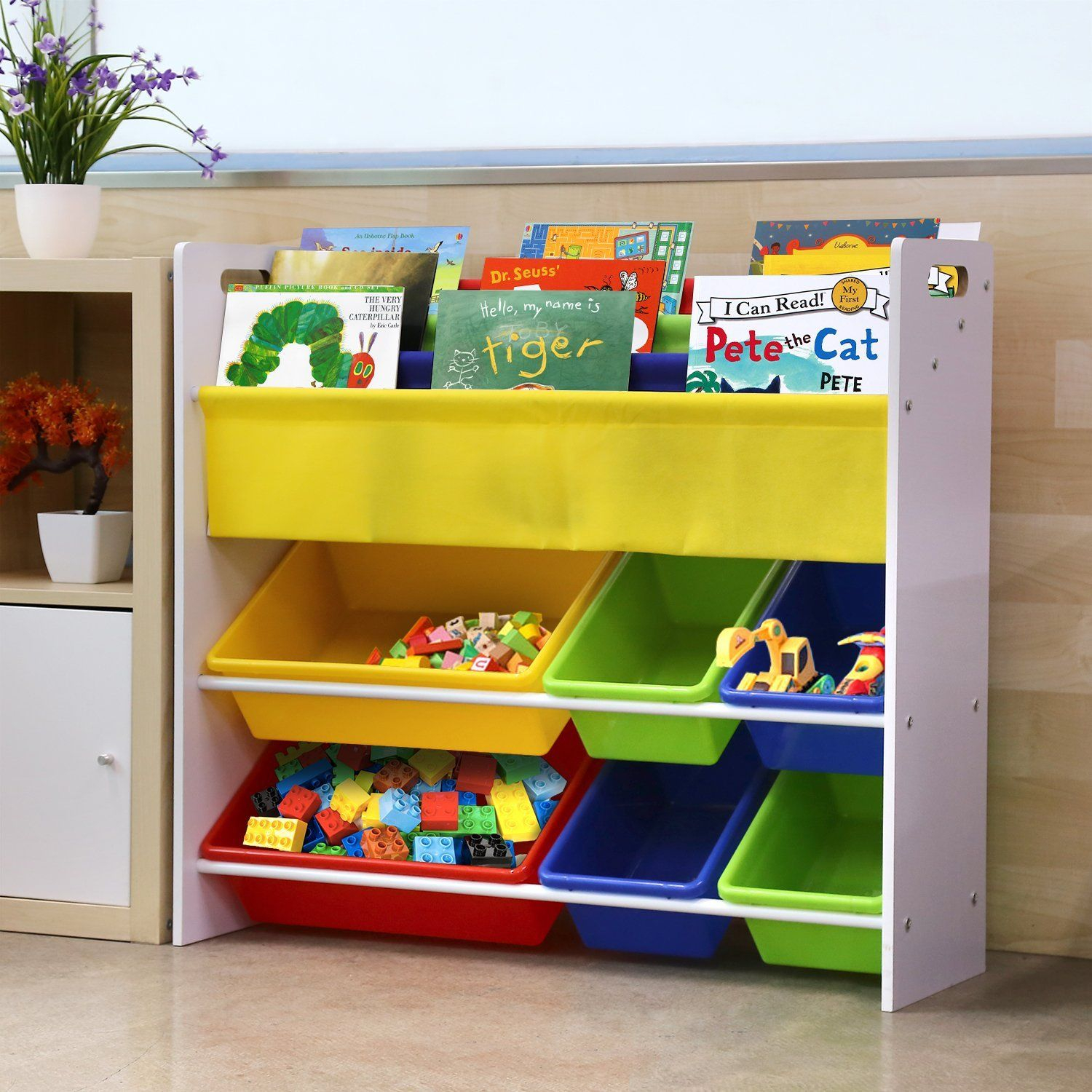 Homfa Toy Storage Unit With 3 Tier Bookshelf And 6 Toy Storage Bins pertaining to sizing 1500 X 1500