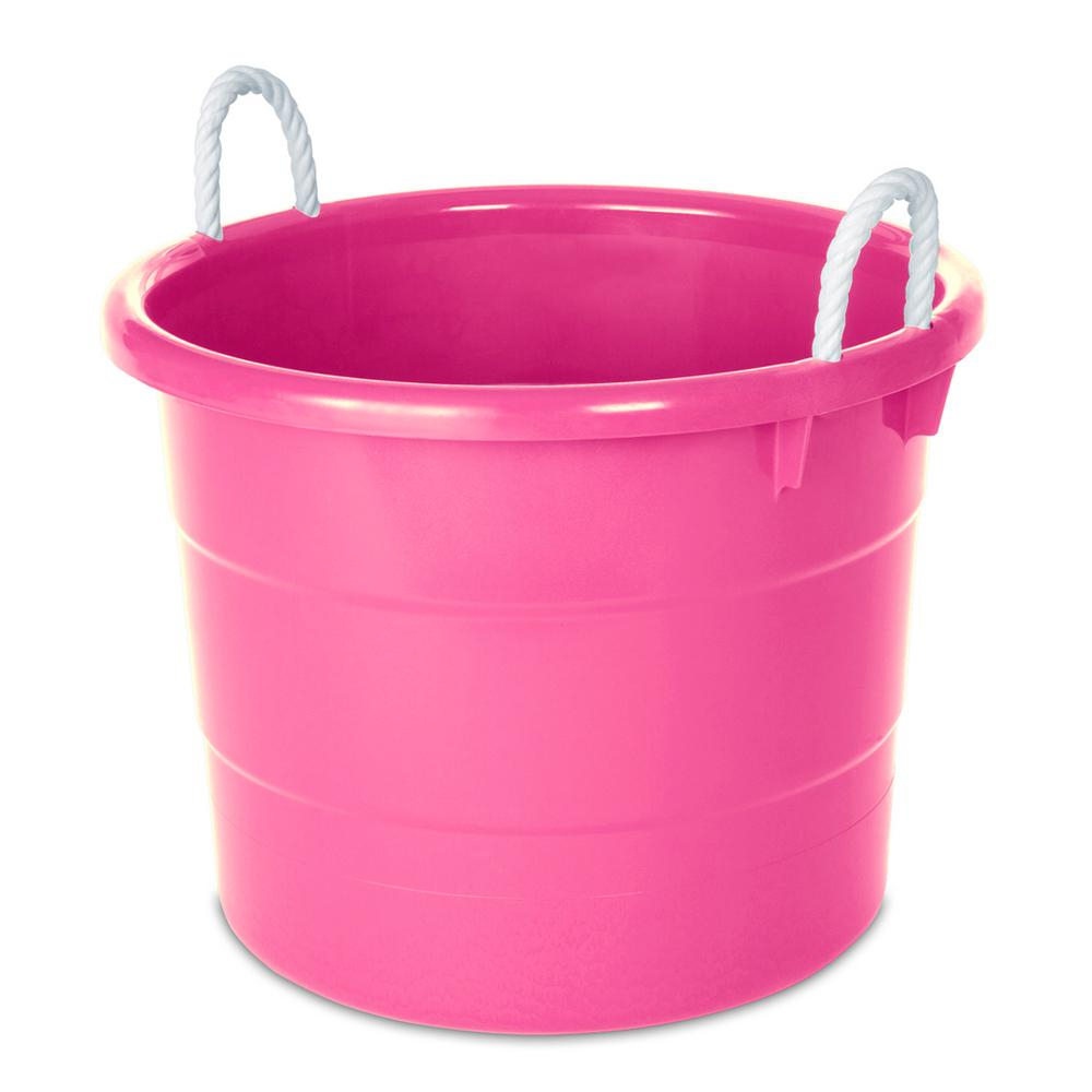 Homz 18 Gal Rope Handle Tub In Pink 4 Pack 0402kpkec04 The in sizing 1000 X 1000