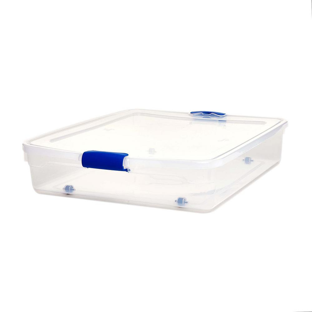Homz 56 Qt Fullqueen Under Bed Latching Clear Storage Box 2 Pack regarding proportions 1000 X 1000