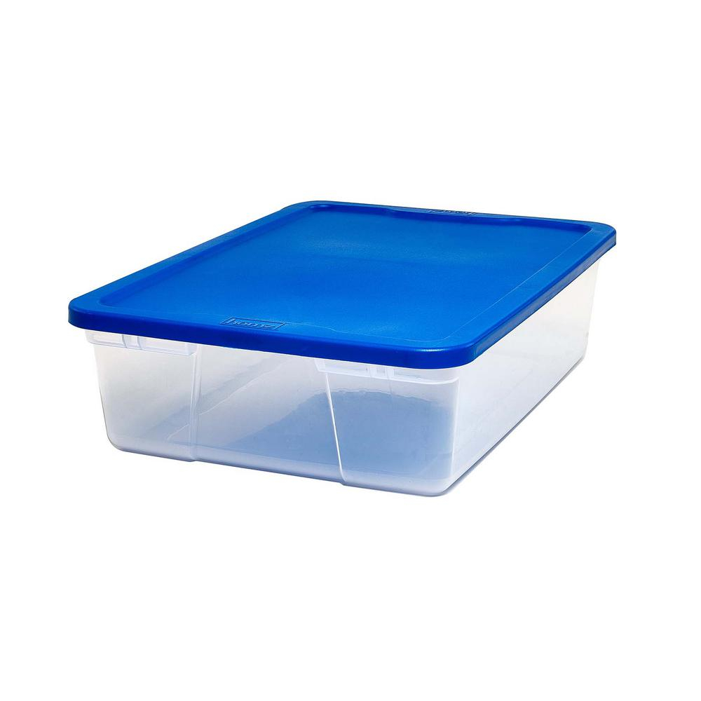 Homz Snaplock 12 Quart Clear Storage Container With Blue Lid Set Of within size 1000 X 1000