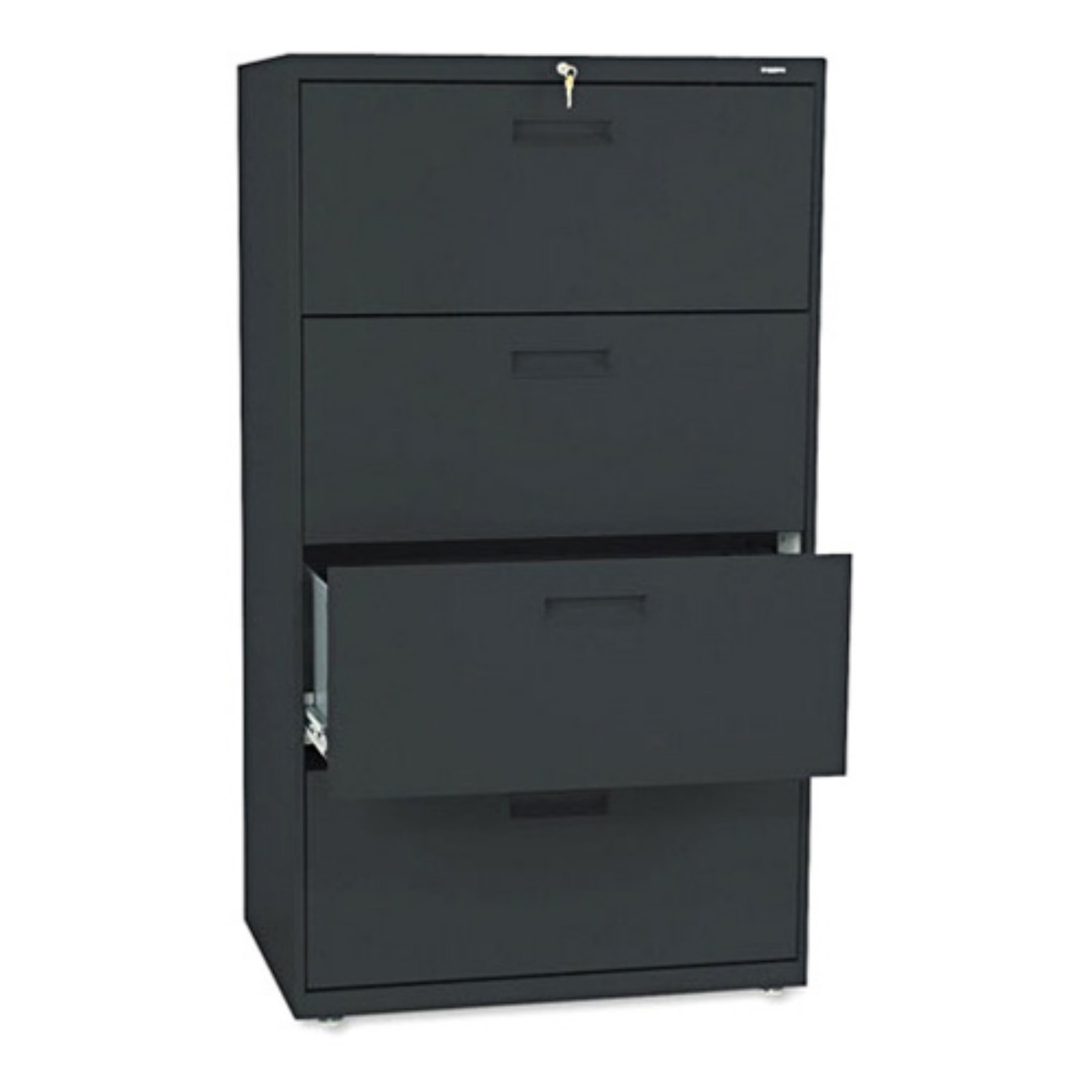 Hon 4 Drawers Lateral Lockable Filing Cabinet Black Walmart inside sizing 1600 X 1600