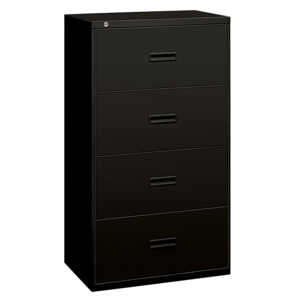 Hon 484lp Basyx 400 Series Black Steel Four Drawer Lateral File in measurements 1000 X 1000