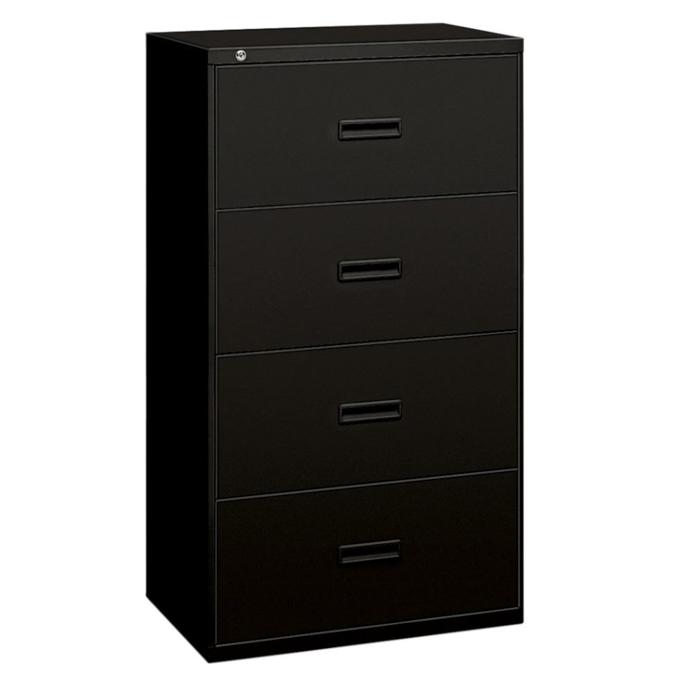 Hon 484lp Basyx 400 Series Black Steel Four Drawer Lateral File with measurements 1000 X 1000