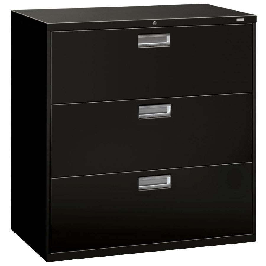 Hon 683lp 600 Series Black Three Drawer Lateral Filing Cabinet with proportions 900 X 900