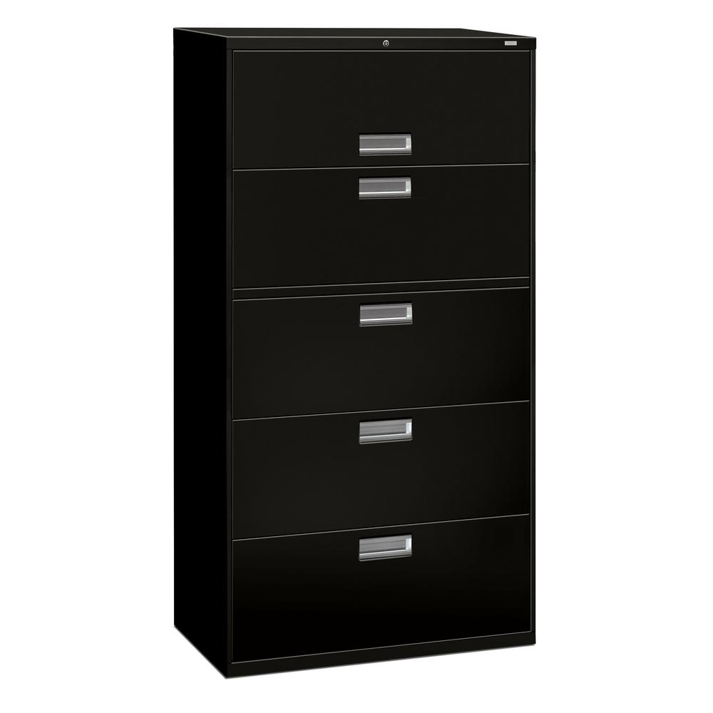 Hon Brigade 600 Series Lateral File Cabinet 36 W 5 Drawers Black inside sizing 1000 X 1000