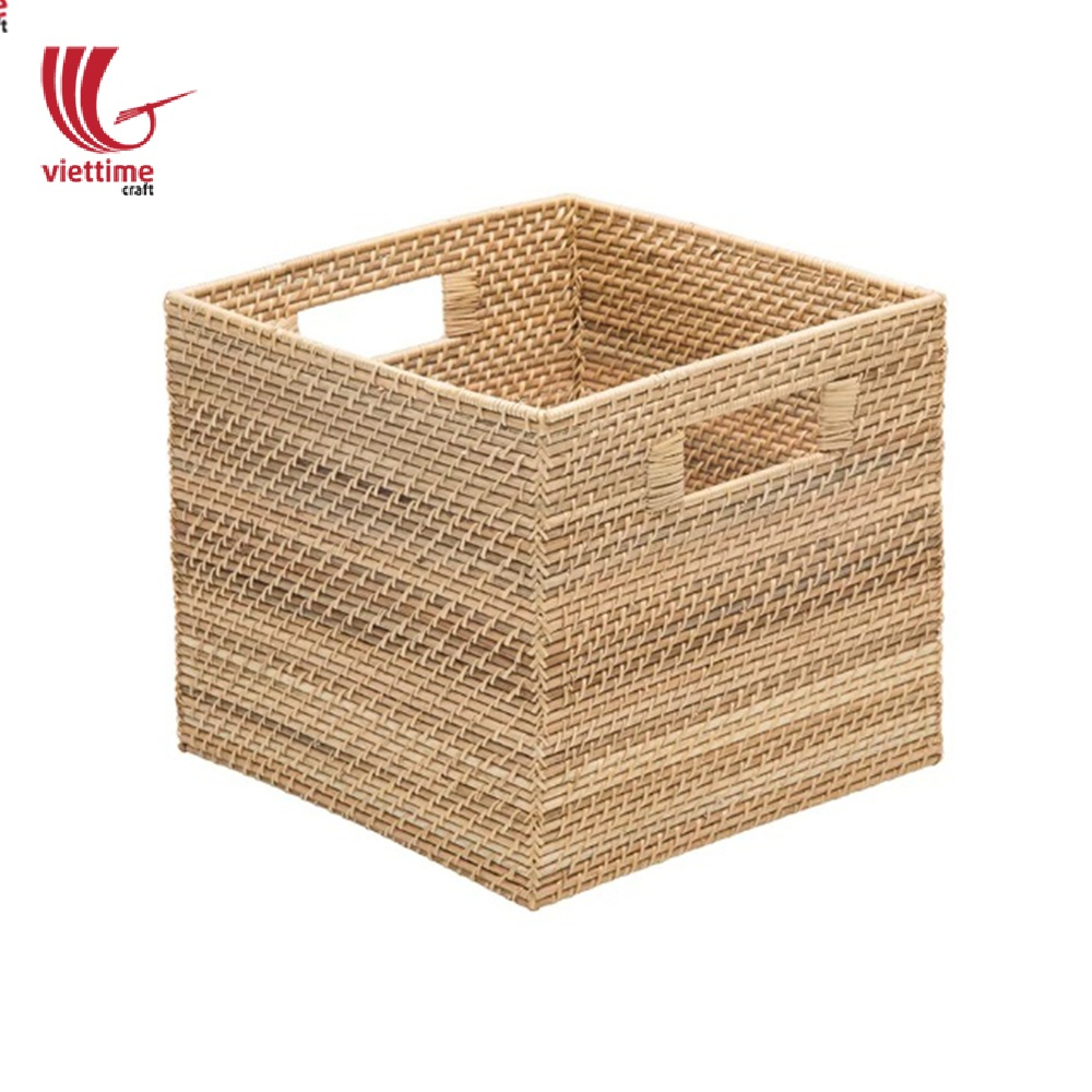 Honey Brown Rattan Storage Bins With Handles Wholesale Viettime Craft pertaining to sizing 1000 X 1000