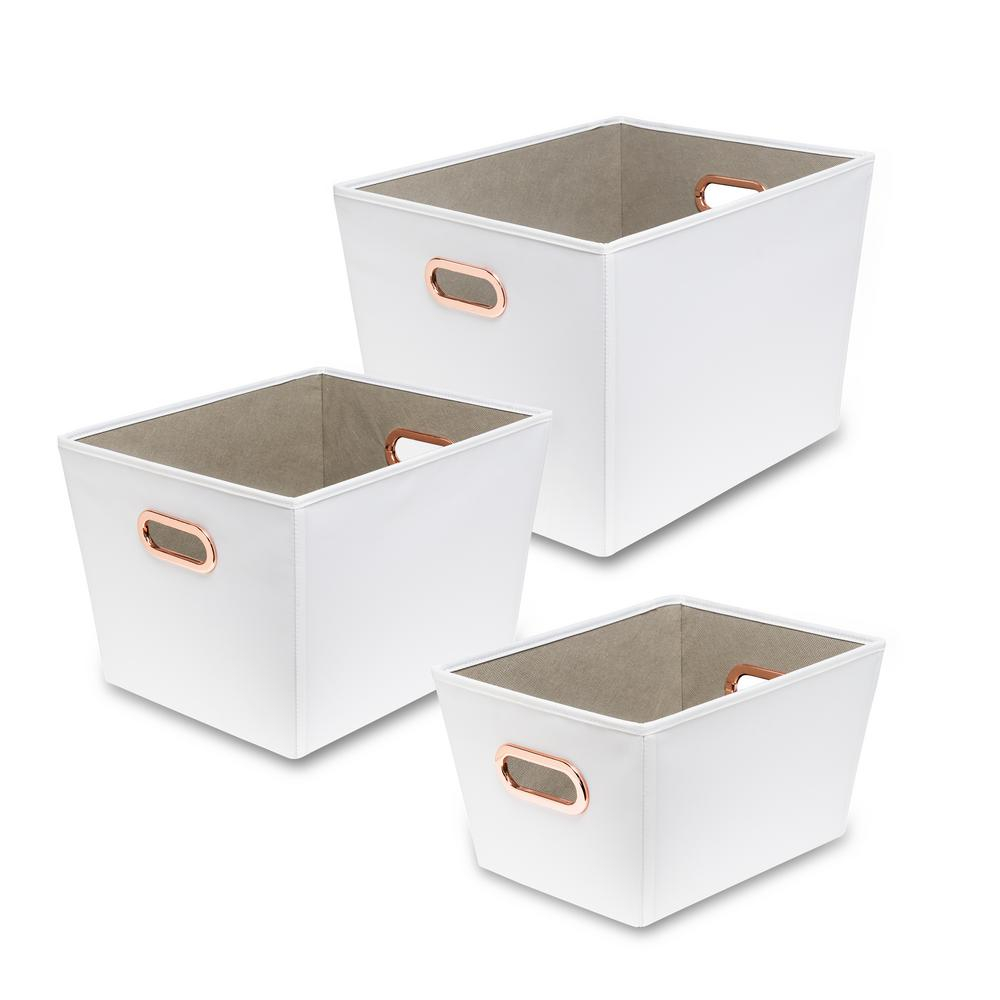 Honey Can Do 60 Qt White With Copper Handles Canvas Tote 3 Piece in size 1000 X 1000