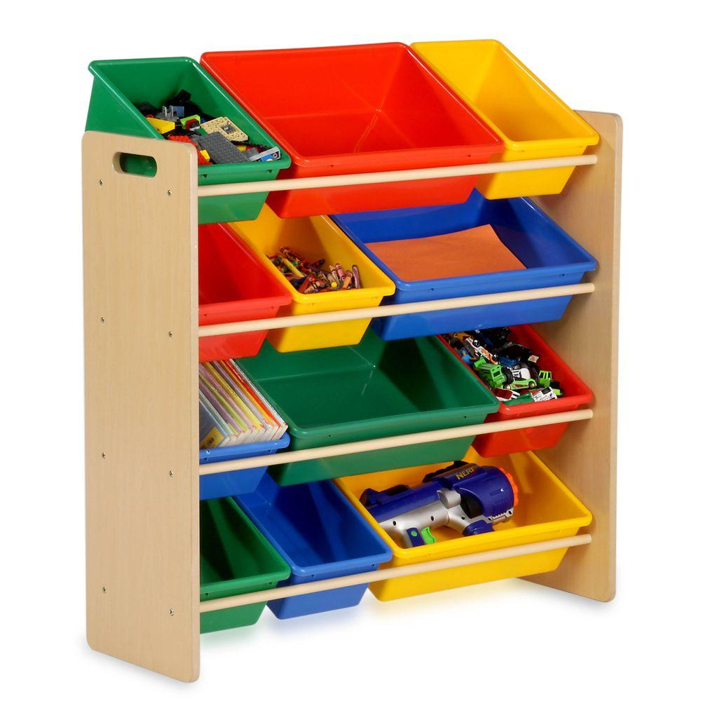 Honey Can Do Kids Toy Storage Organizer With Plastic Bins Natural intended for size 1000 X 1000