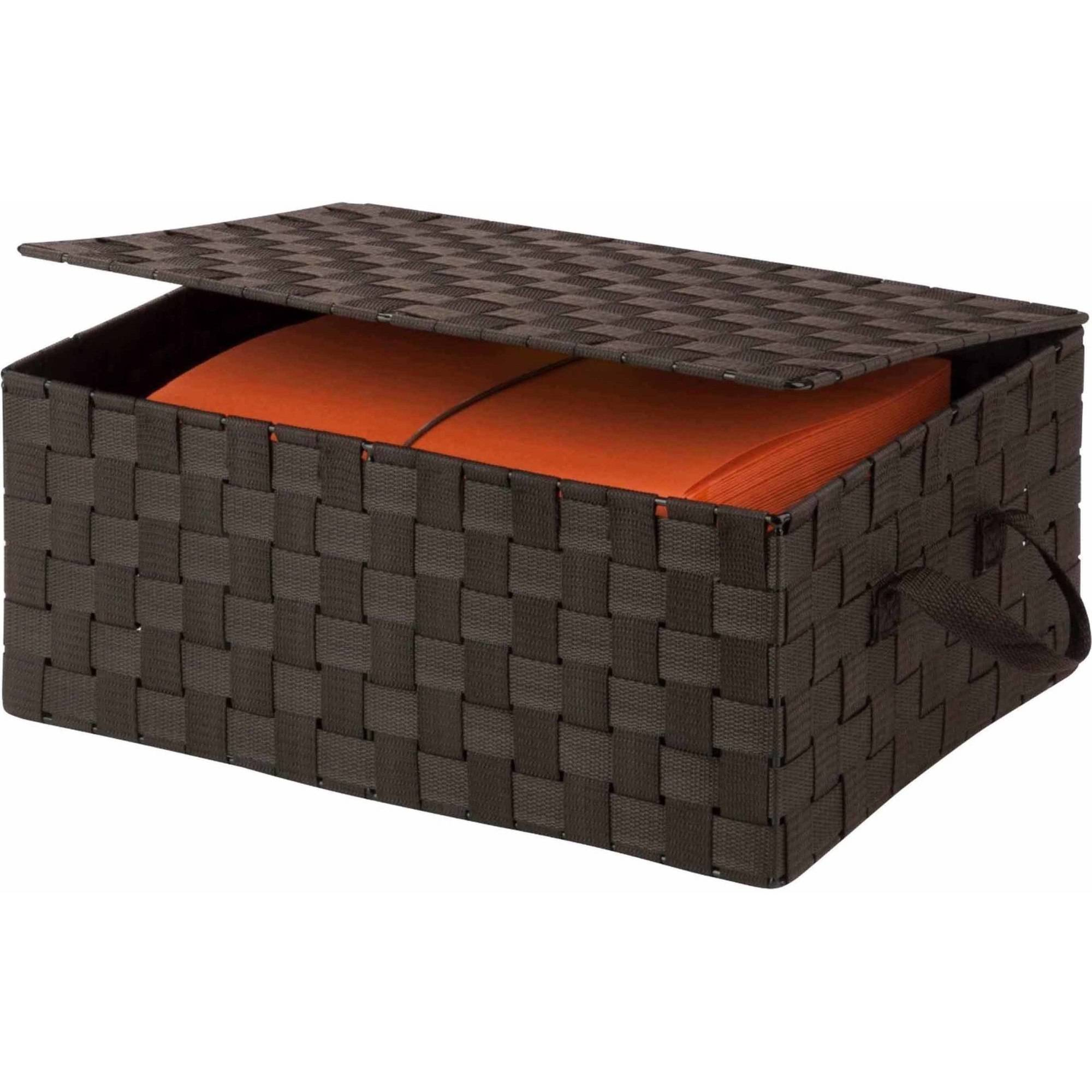 Honey Can Do Woven Storage Box With Hinged Lid Espresso Walmart in proportions 2000 X 2000