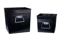 Household Essentials 2 Pc Set Decorative Metal Bins Black intended for proportions 2000 X 2000