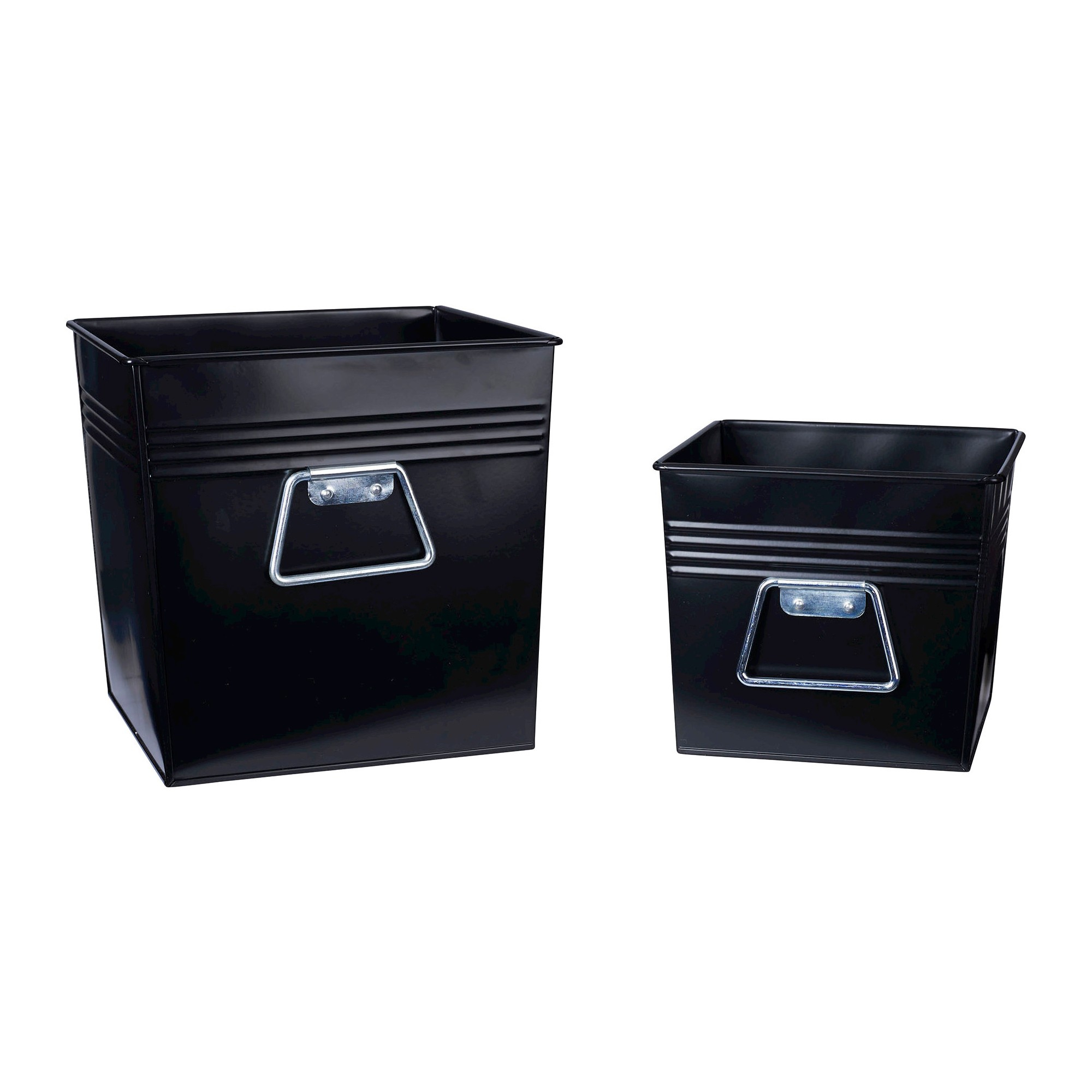 Household Essentials 2 Pc Set Decorative Metal Bins Black intended for proportions 2000 X 2000