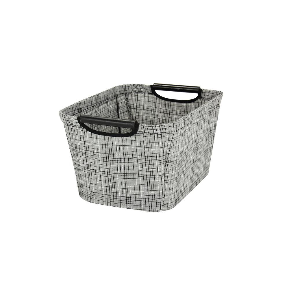 Household Essentials 7 In X 13 In Tapered Canvas Storage Bin With Handles Gray Plaid intended for sizing 1000 X 1000