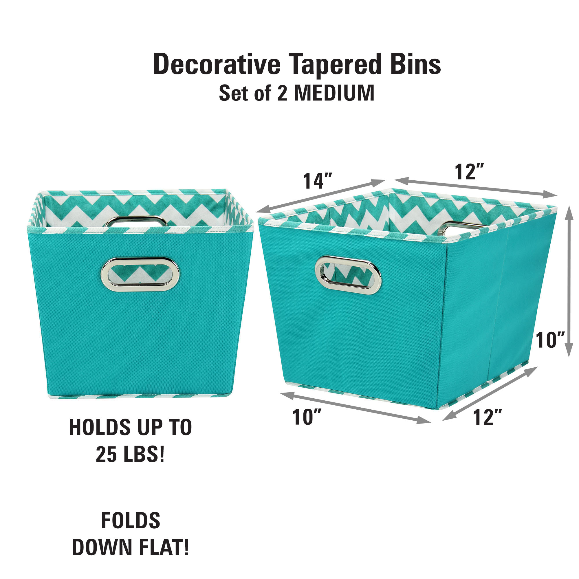 Household Essentials Medium Decorative Storage Bins 2pk Aqua And with measurements 2000 X 2000