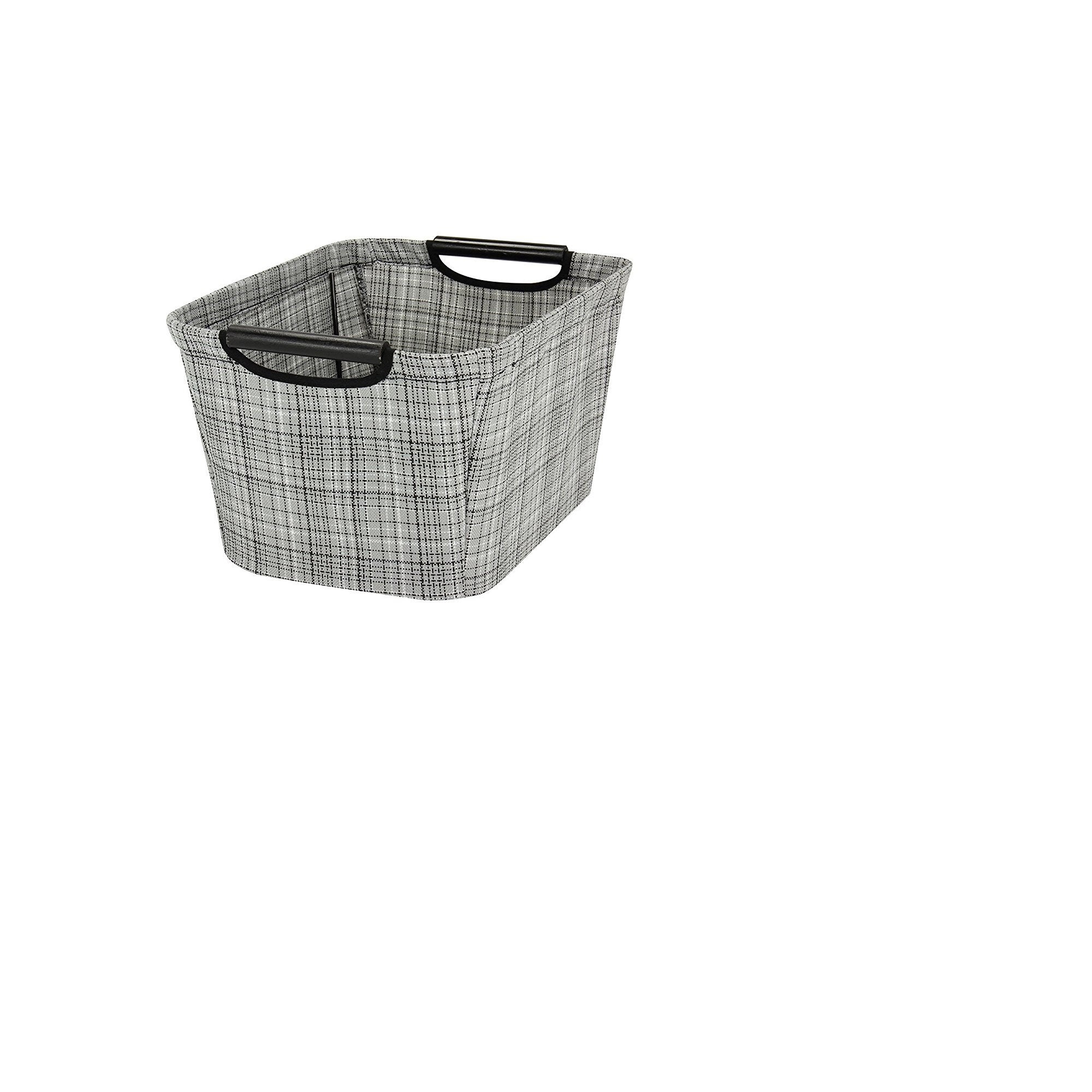 Household Essentials Tapered Storage Bin With Wood Handles In Grey throughout proportions 2000 X 2000