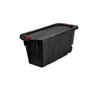 Husky 45 Gal Latch And Stack Tote With Wheels In Black 206133 The for measurements 1000 X 1000