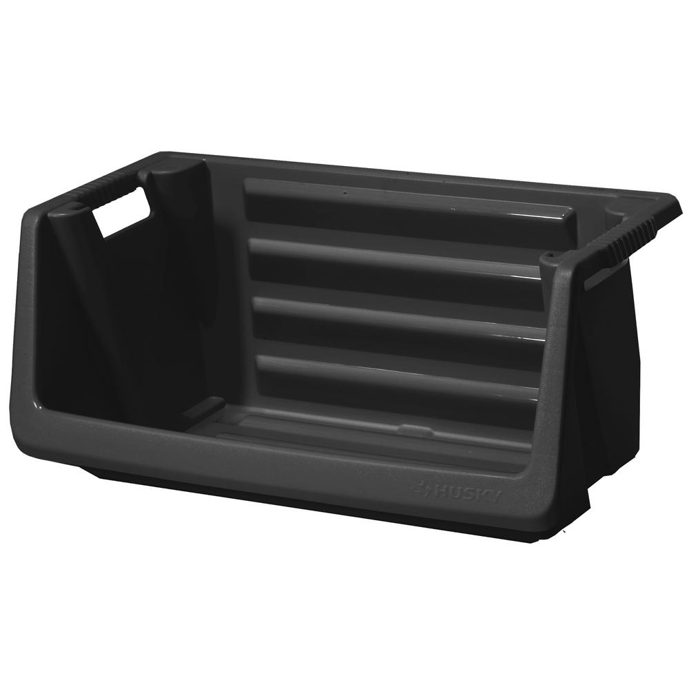 Husky Stackable Storage Bin In Black for proportions 1000 X 1000