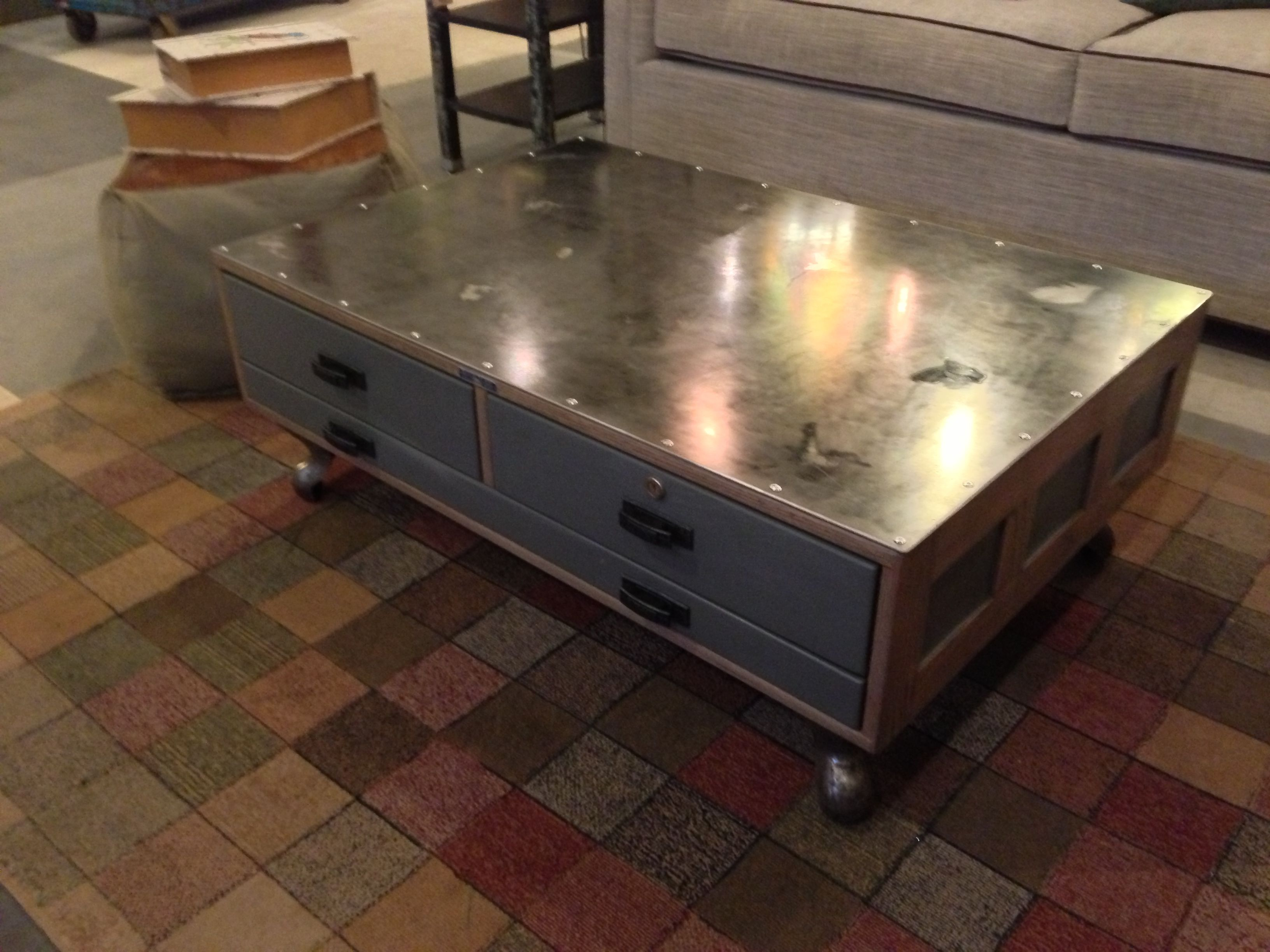 Industrial Coffee Table Made From Vintage Flat File Cabinet throughout sizing 3264 X 2448