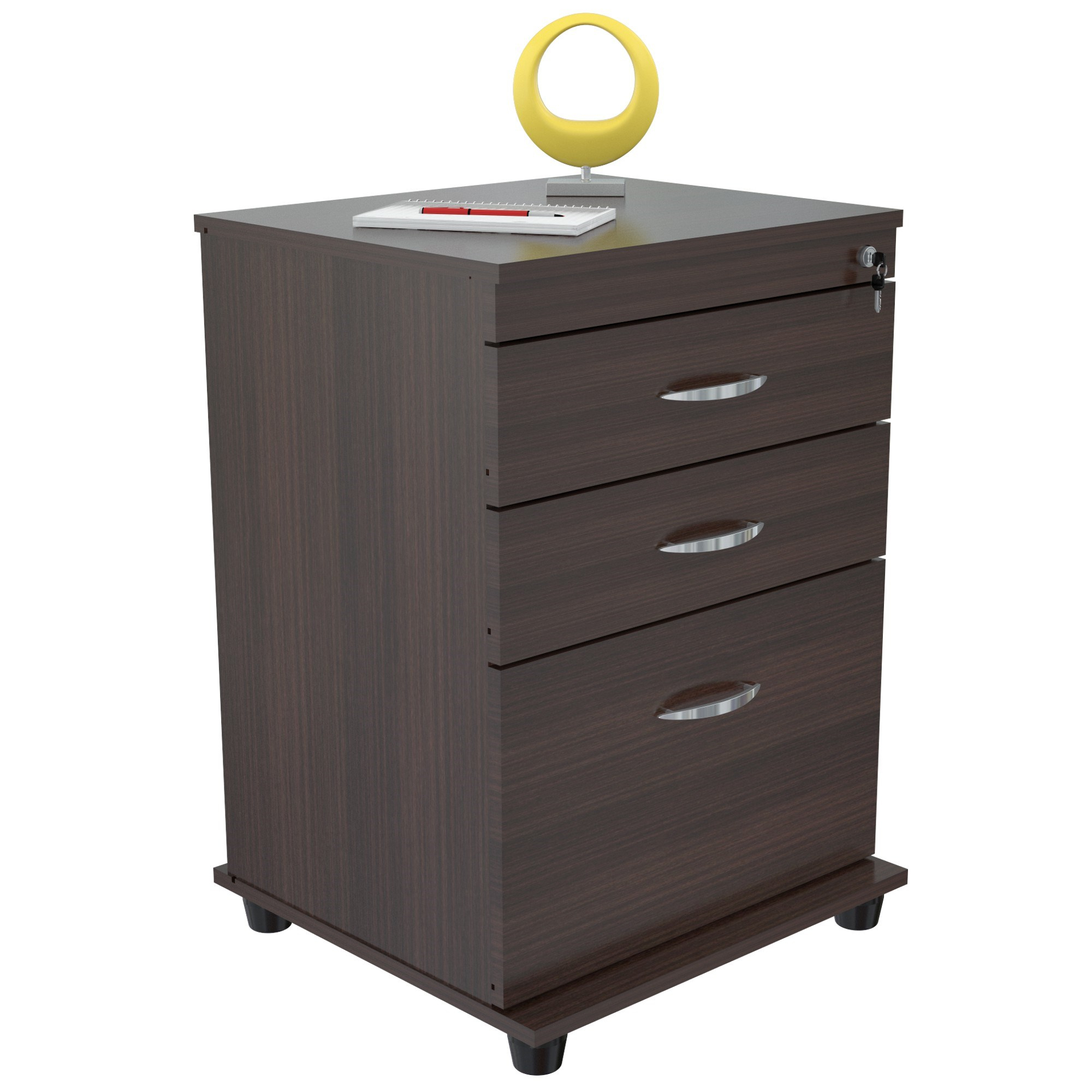 Inval 3 Drawer Vertical Wood Lockable Filing Cabinet Espresso intended for sizing 2000 X 2000