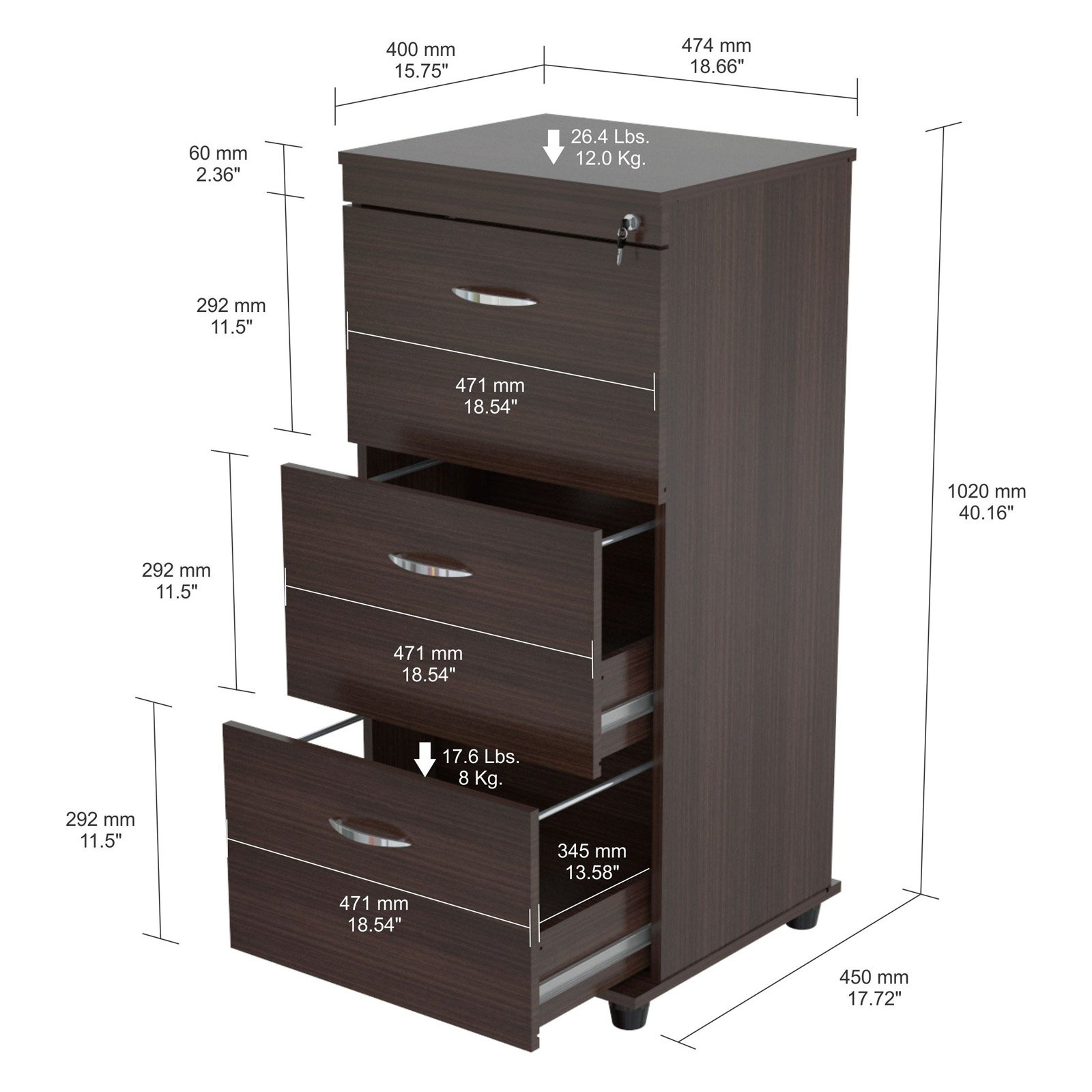 Inval 4 Drawer Vertical Wood Filing Cabinet Espresso Walmart regarding sizing 1600 X 1600