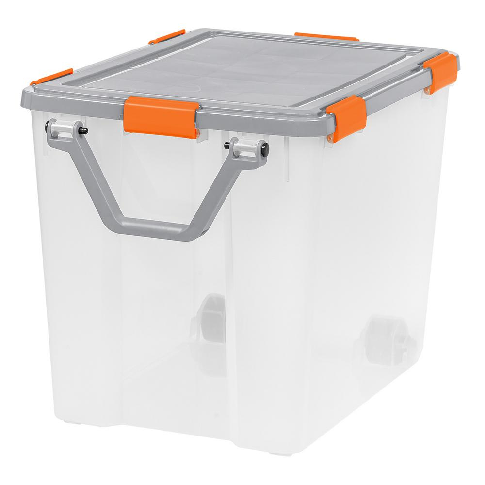 Iris 103 Qt Weathertight Storage Tote With Wheels 110522 The Home intended for measurements 1000 X 1000