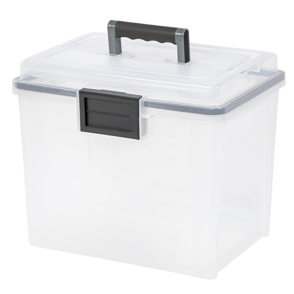 Iris 19 Qt Portable Weather Tight File Storage Box In Clear 110350 with measurements 1000 X 1000