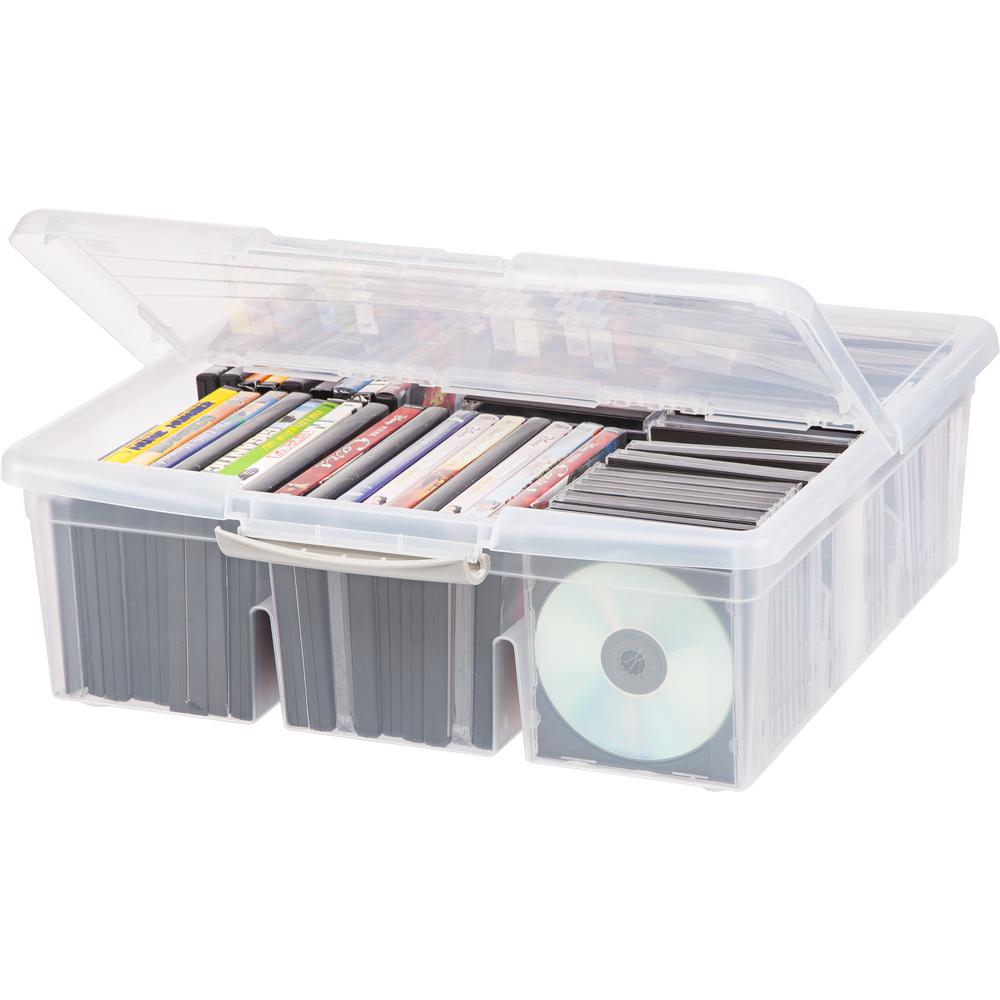 Iris 36 Qt Large Divided Media Storage Box In Clear 166200 The intended for sizing 1000 X 1000