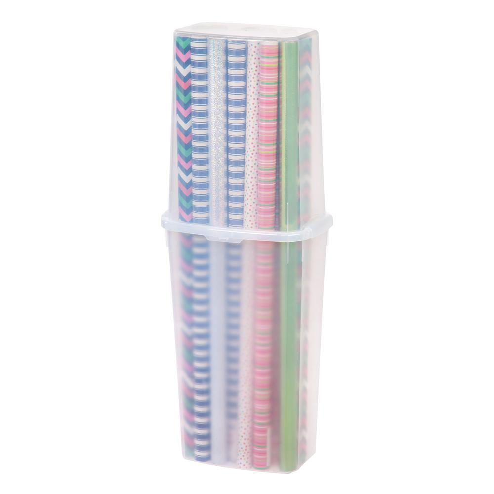 Iris 40 In Wrapping Paper Storage Box In Clear 4 Pack 585820 intended for sizing 1000 X 1000