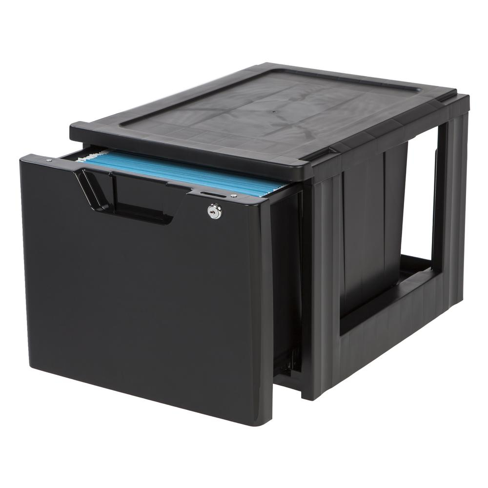 Iris 60 Qt Lockable Stacking File Storage Box In Black 122092 The for size 1000 X 1000